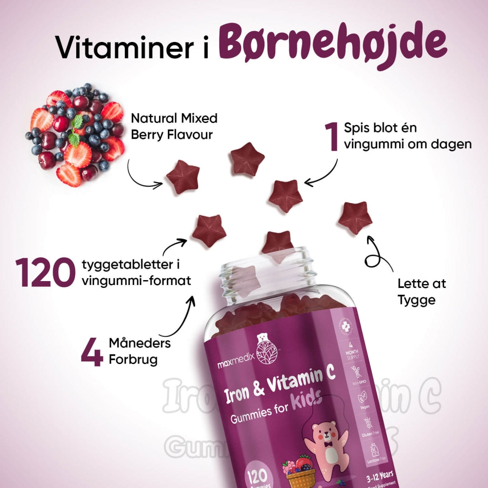 Jern + C-vitamin-vingummier til børn