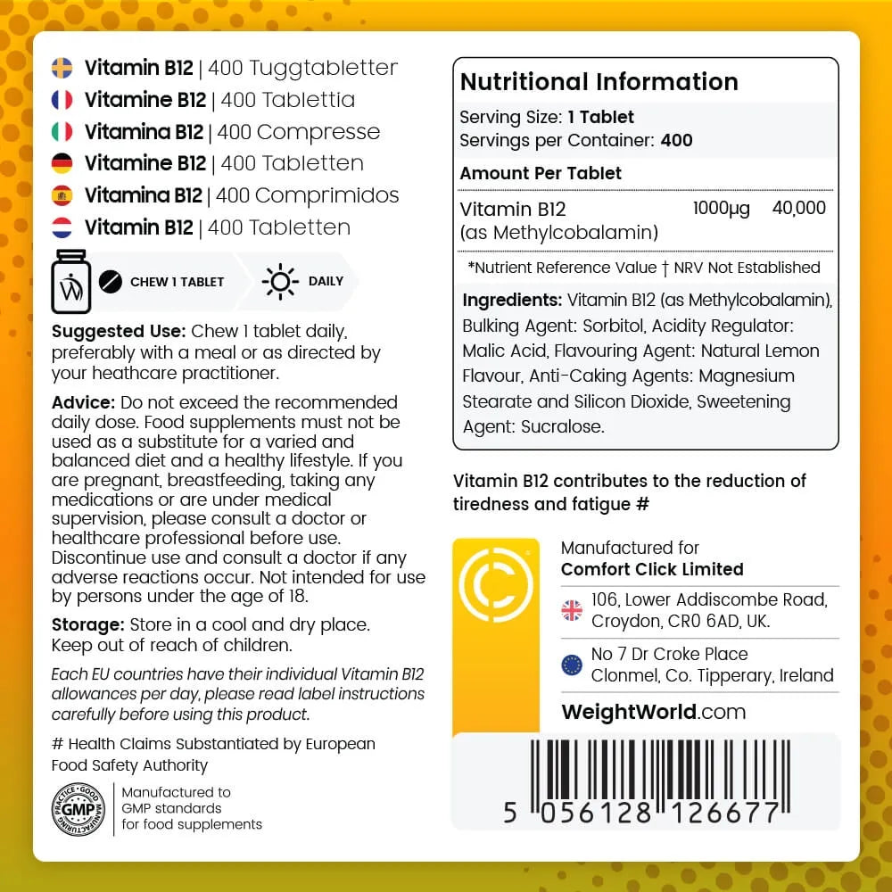 B12-Vitamin Tyggetabletter 1000 mcg