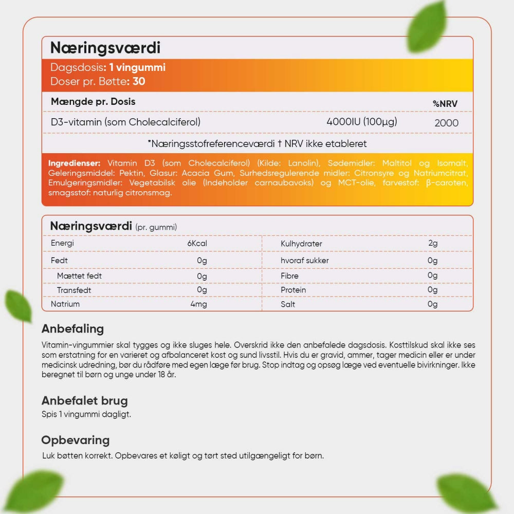 D3-vitamin-vingummier 100 mcg