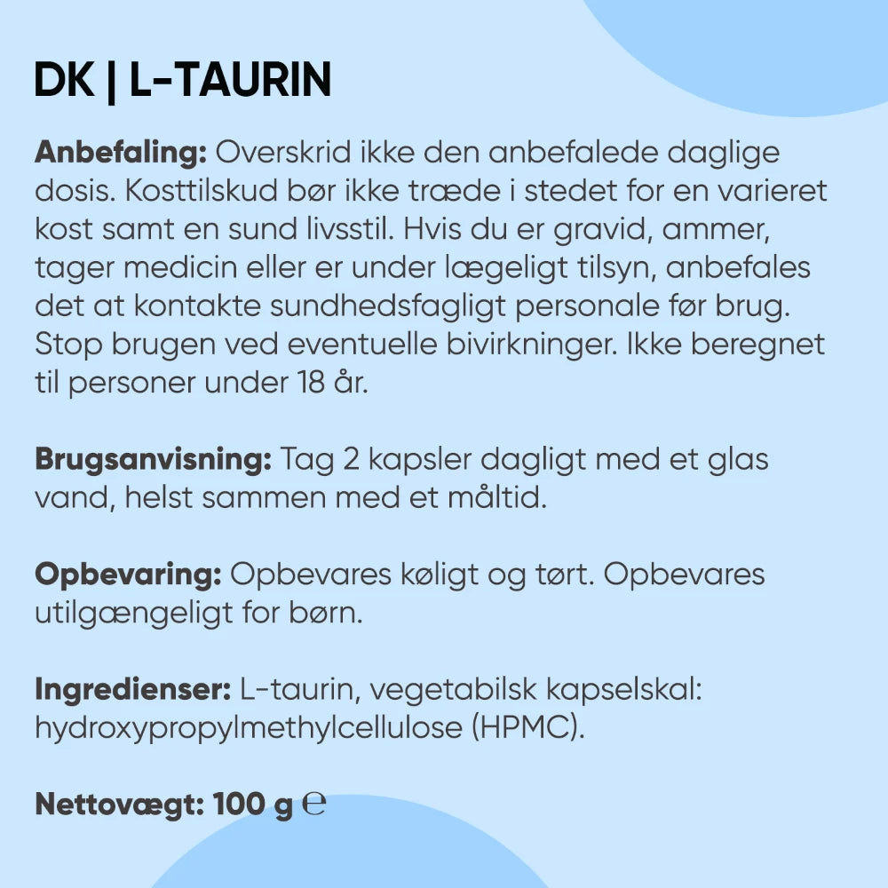 L-taurin aminosyre 1000 mg