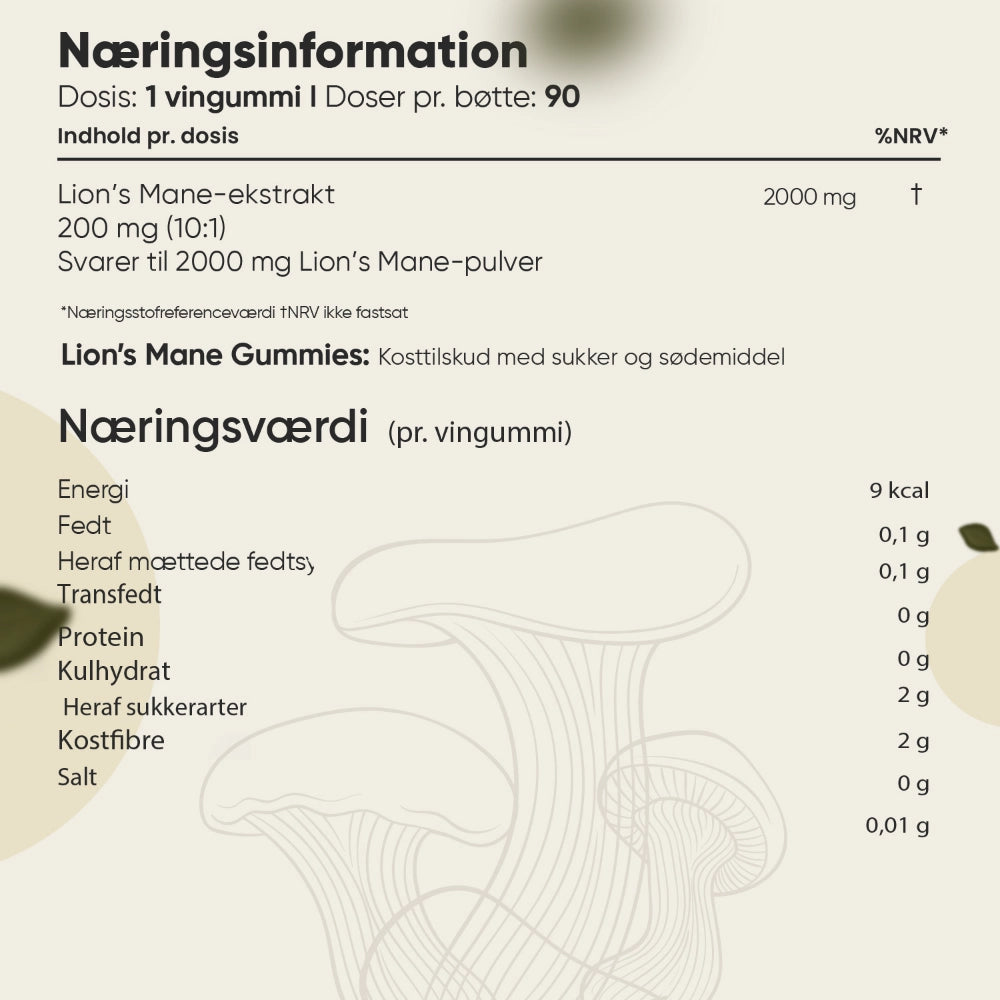 Lion's mane vingummier (2000mg)