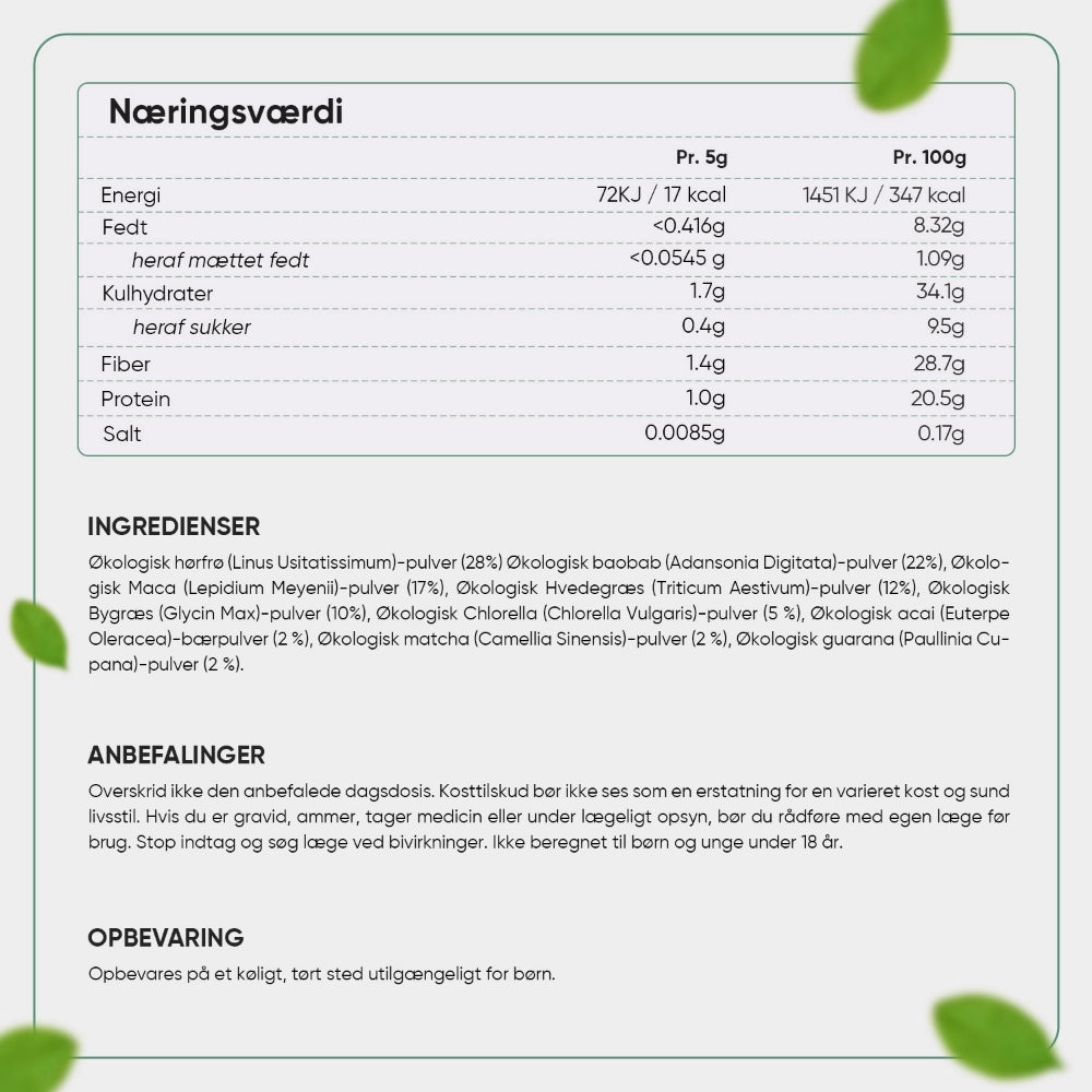 Økologisk Super Greens Pulver