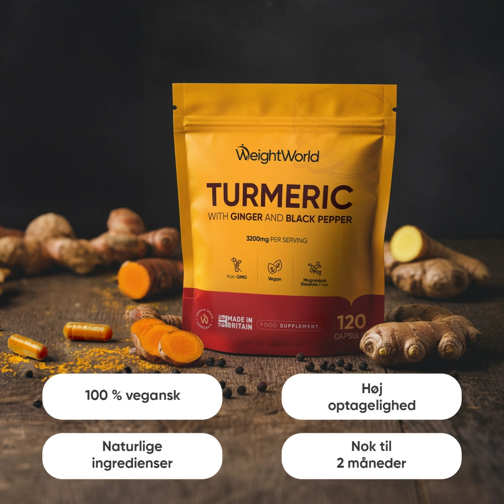 Gurkemeje m. ingefær og sort peber 3200mg