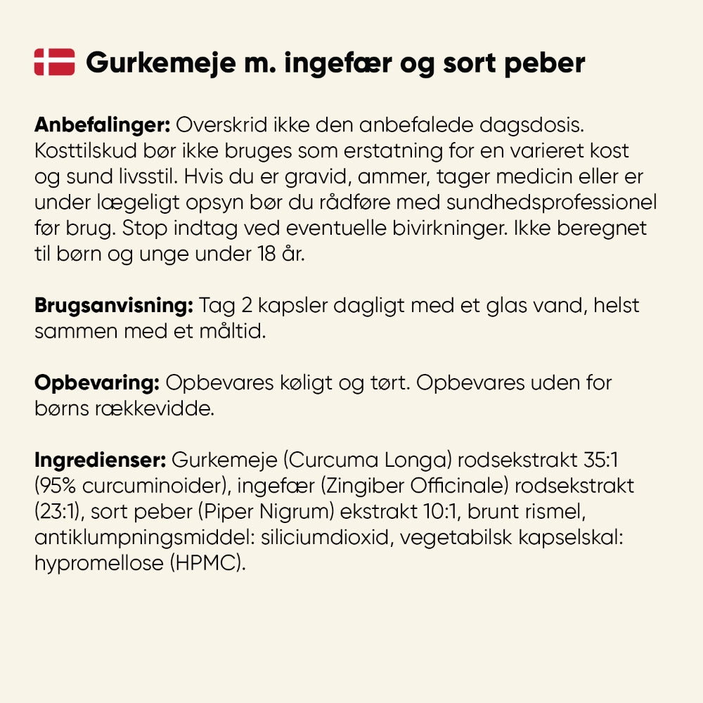Gurkemeje m. ingefær og sort peber 3200mg