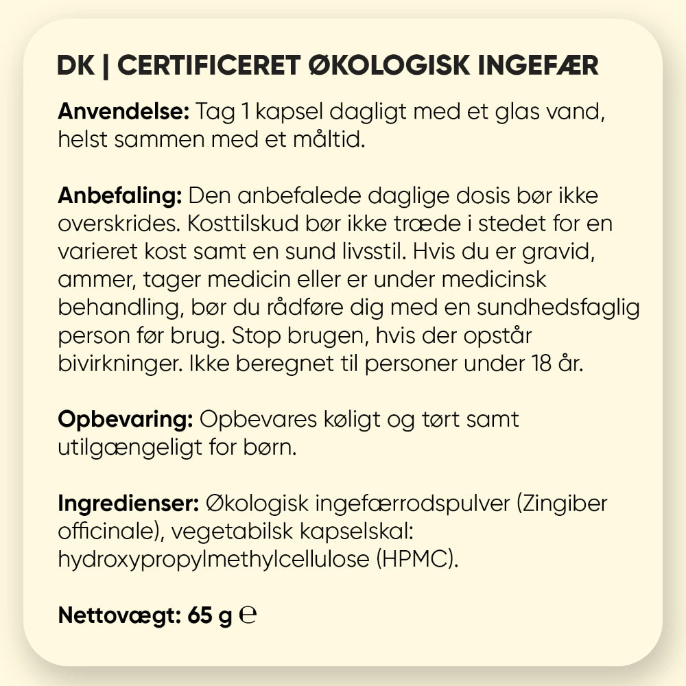 Økologisk ingefær 650 mg