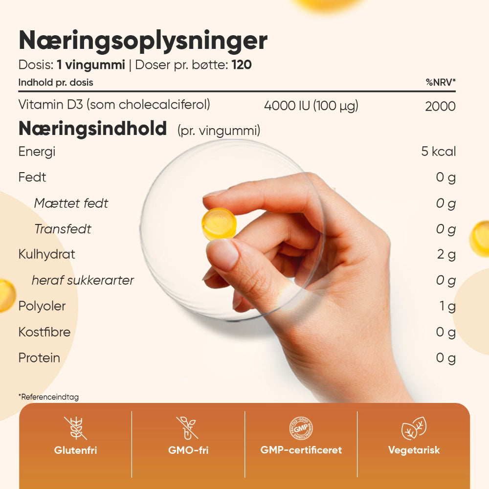 D3-vitamin-vingummier 100 mcg
