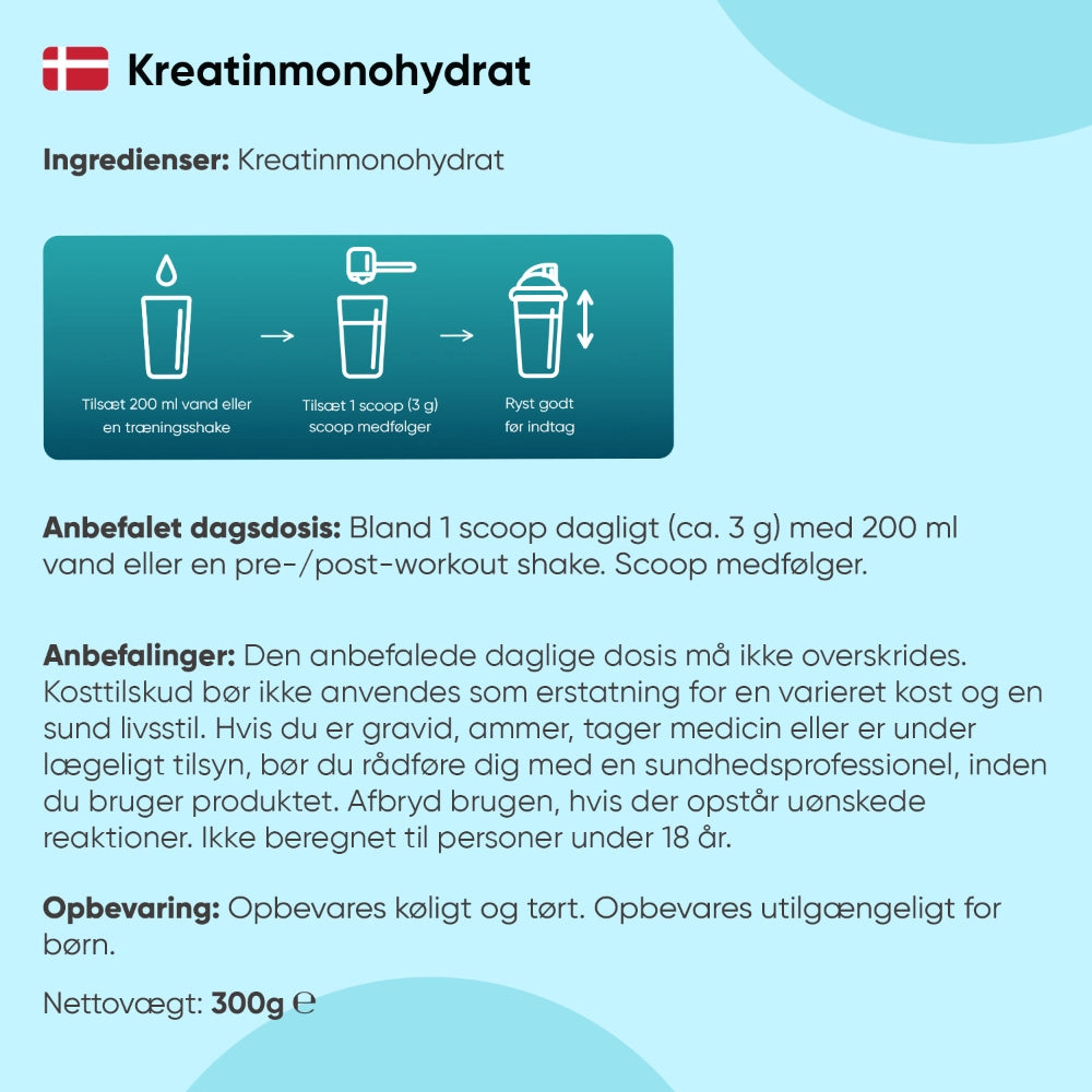 Mikroniseret kreatinpulver (monohydrat)